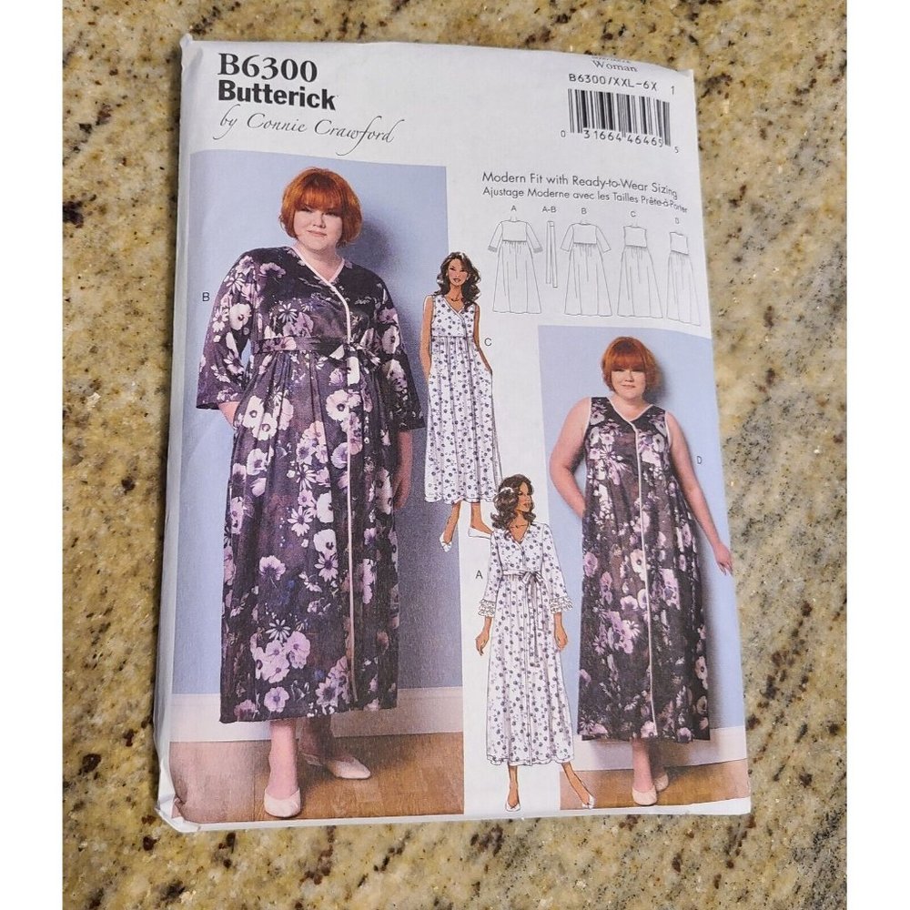 Butterick 6300 Robe Pajama Negligee Pattern Size 2x-6X Empire Waist